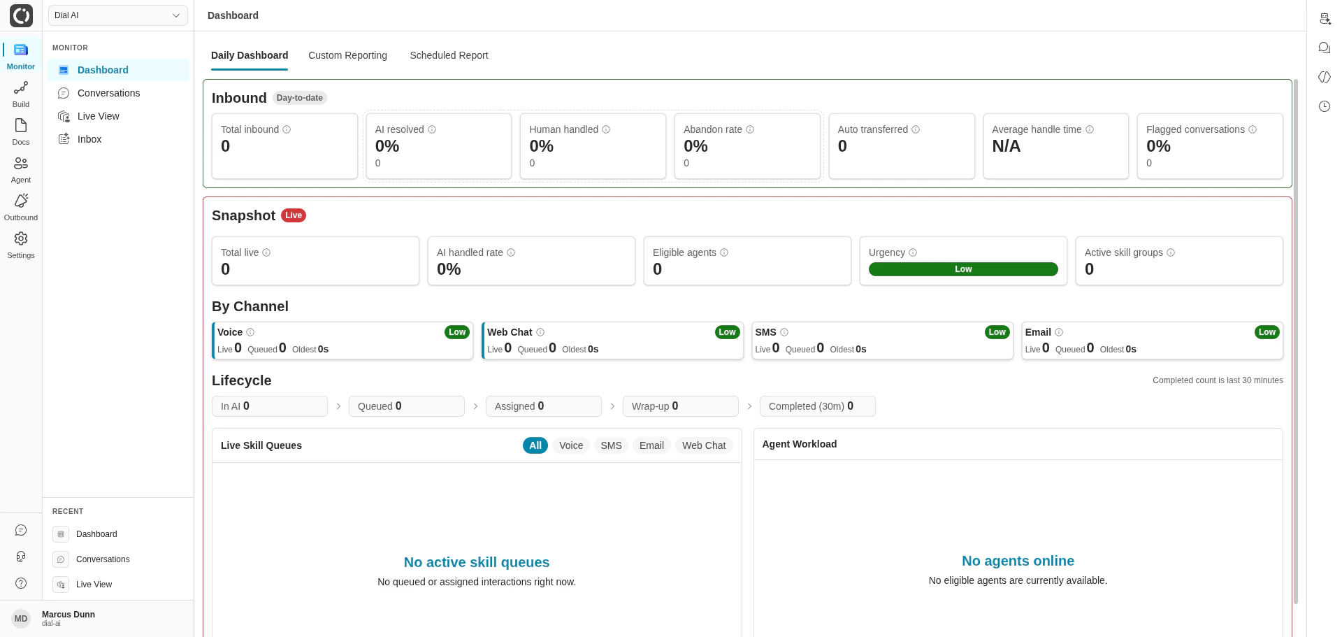 Dialai dashboard in light mode