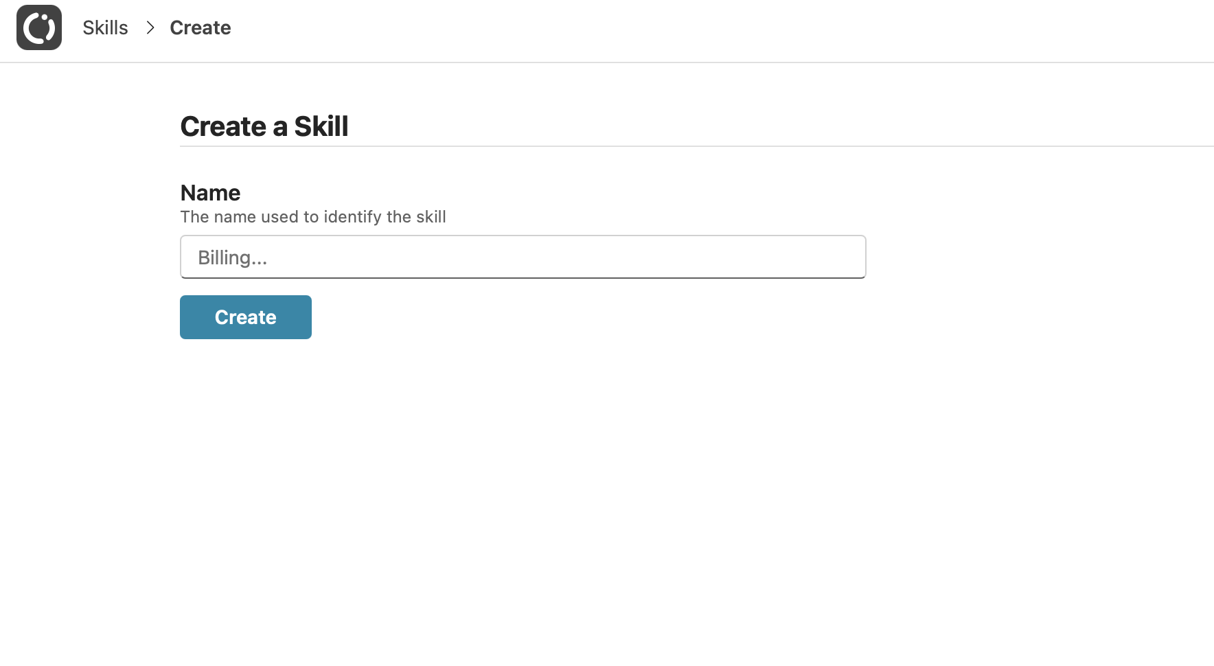 Create Skill modal
