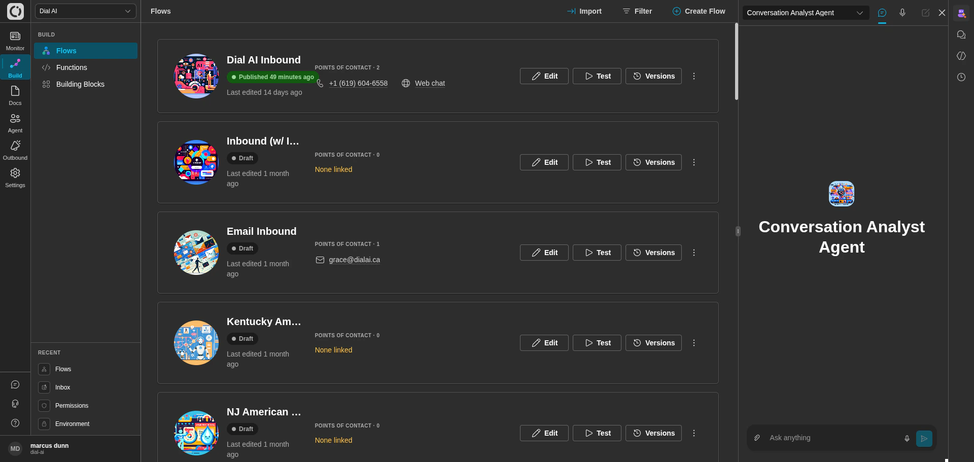 Agent chat panel in dark mode
