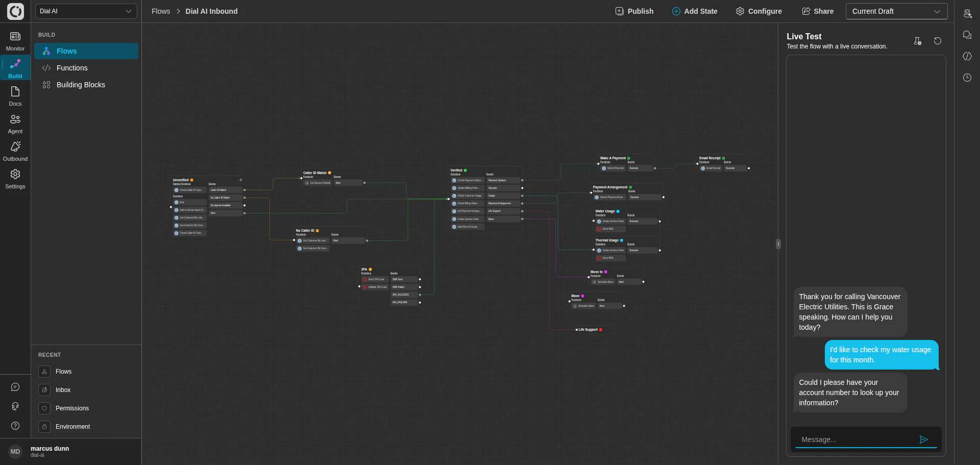 Chat sandbox conversation in dark mode