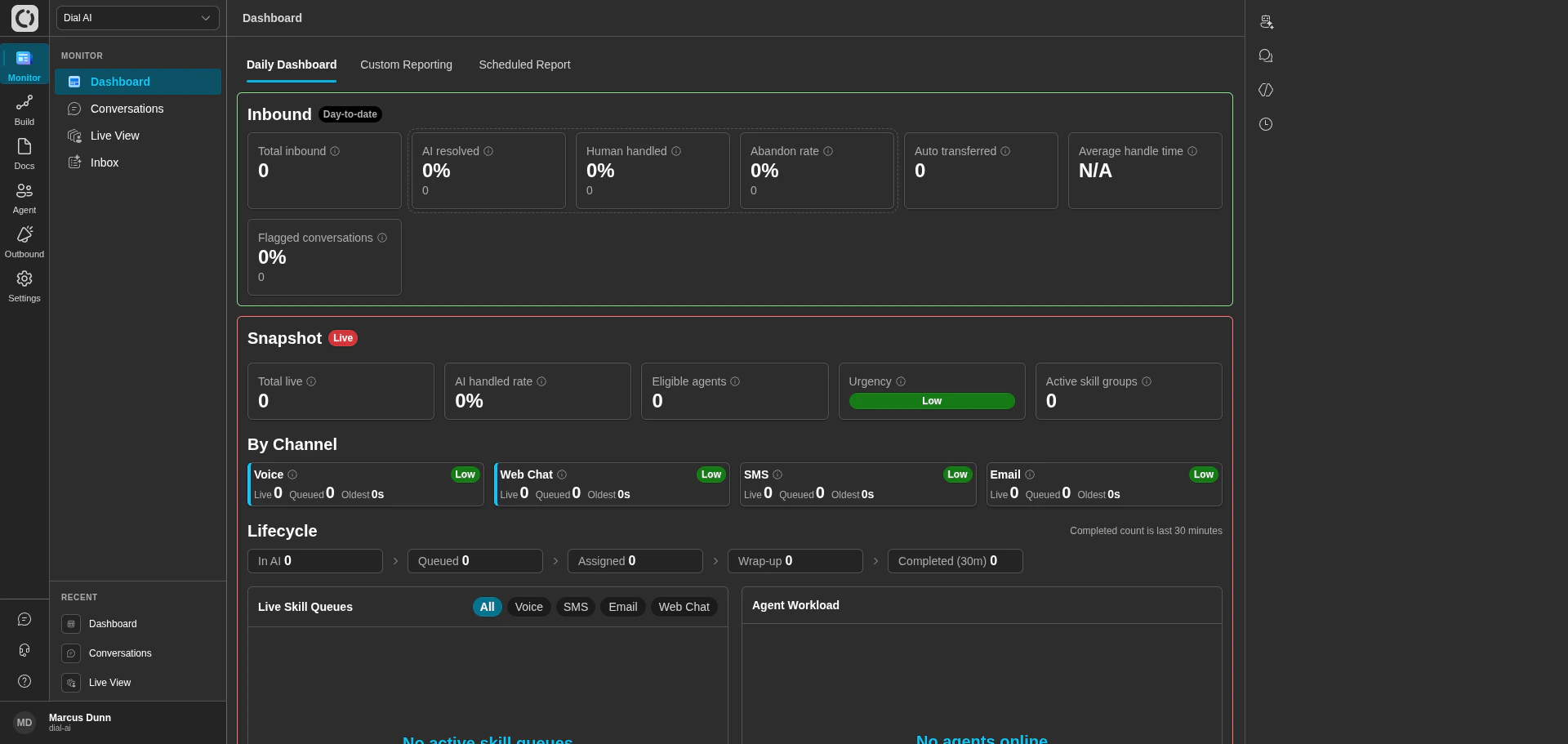 Daily Dashboard in dark mode