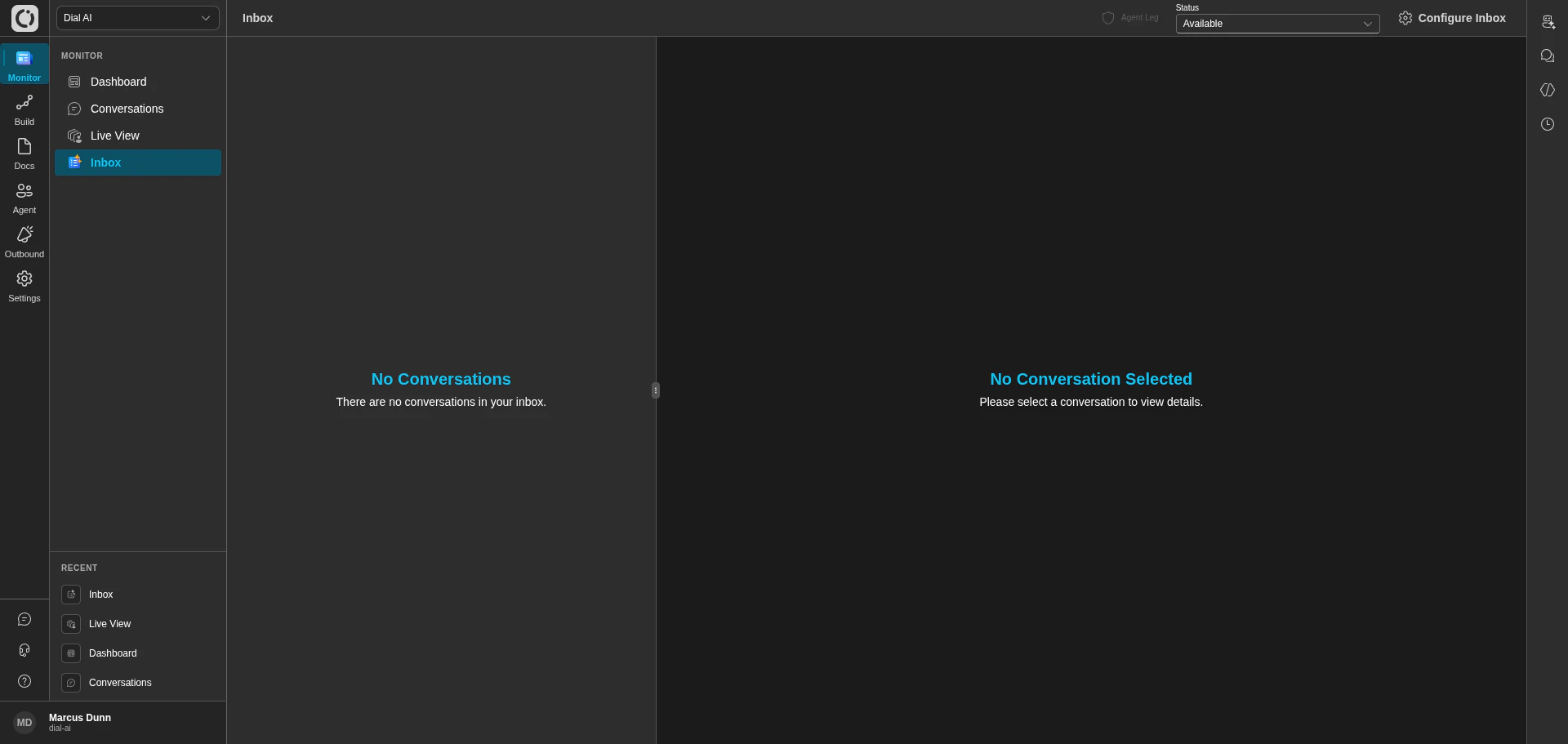 Inbox in dark mode