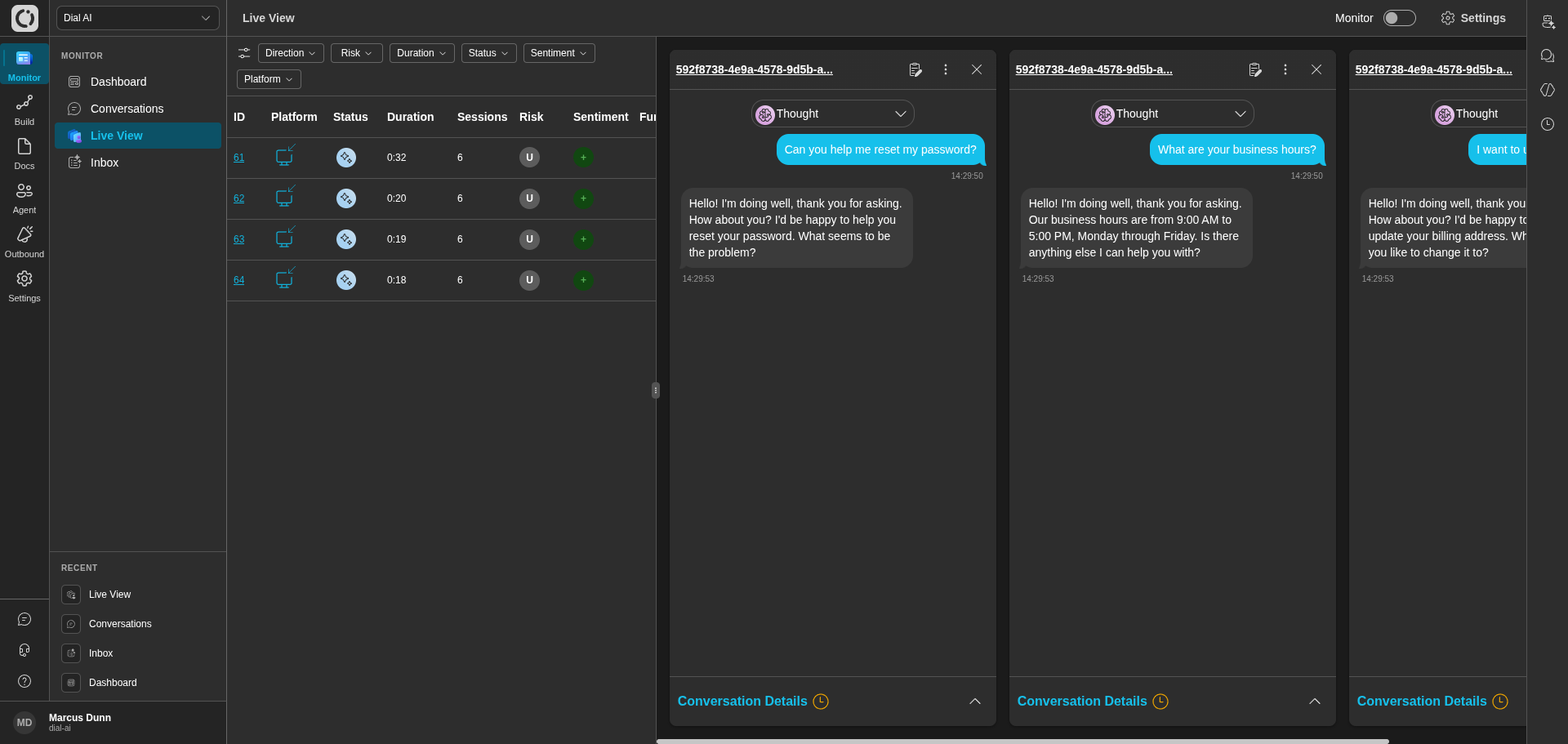 Live View in dark mode