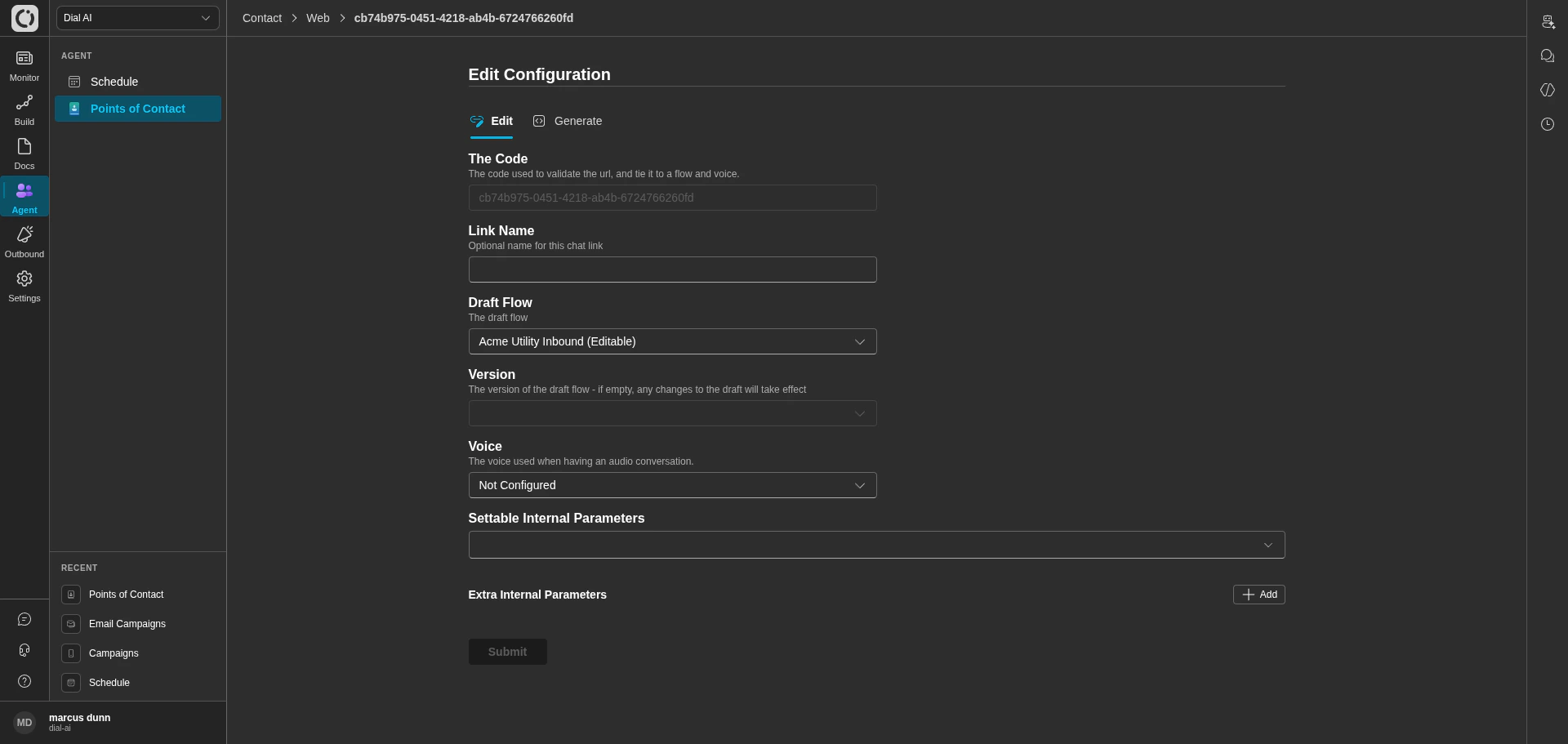 Web POC Edit tab in dark mode