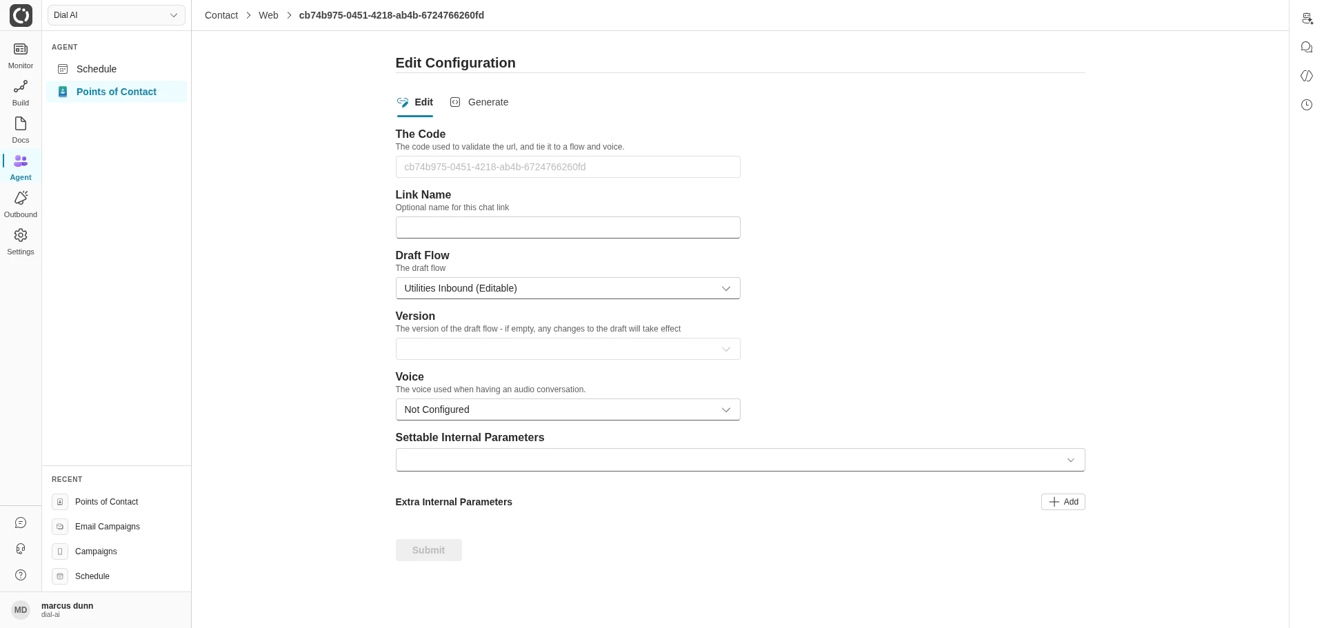 Web POC Generate tab in light mode