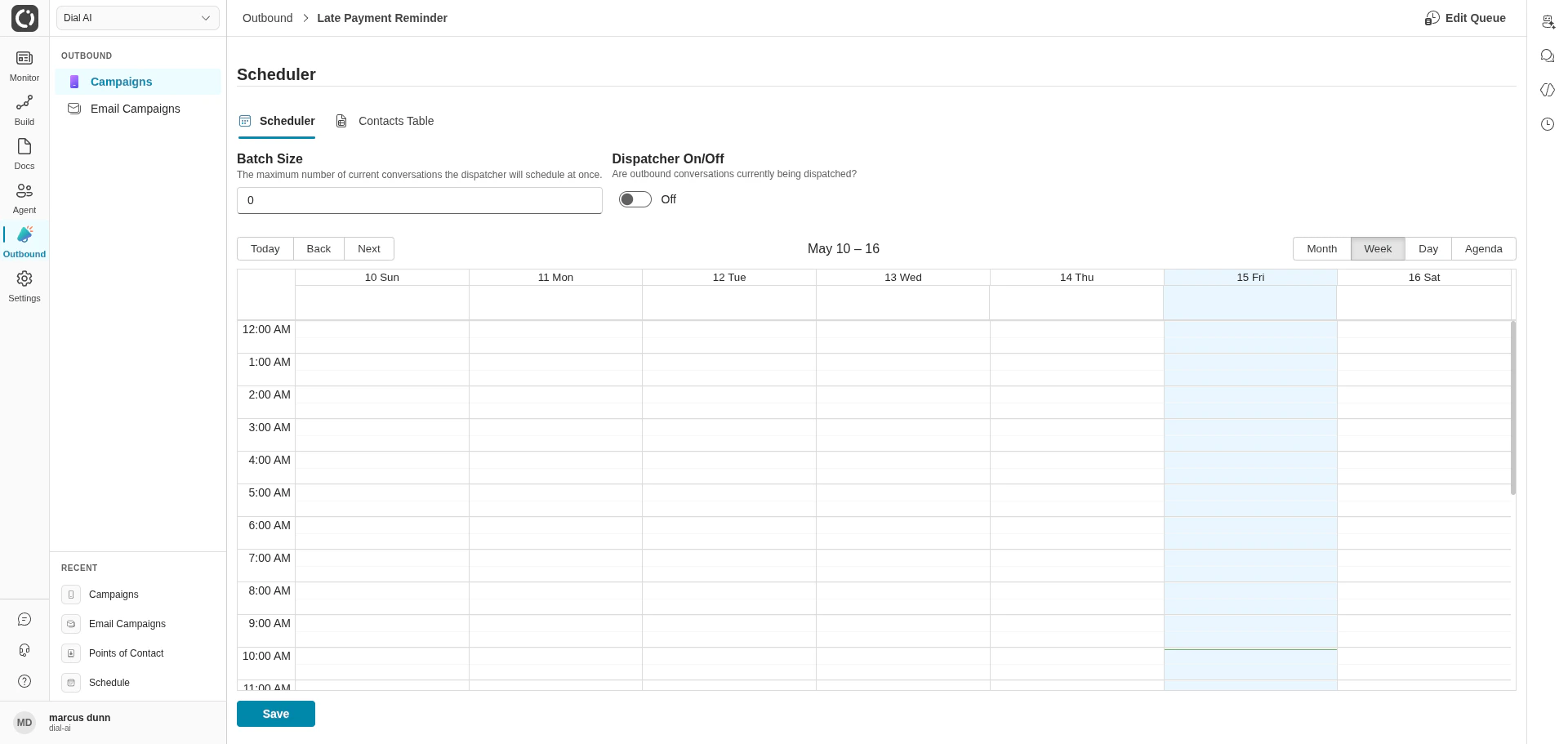 Campaign Scheduler tab in light mode