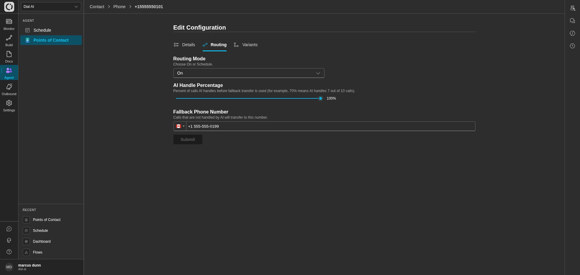 Edit POC Routing tab in dark mode