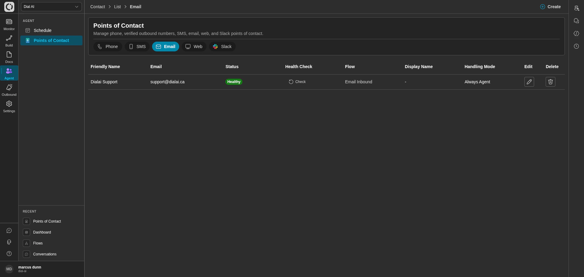 Email tab in dark mode