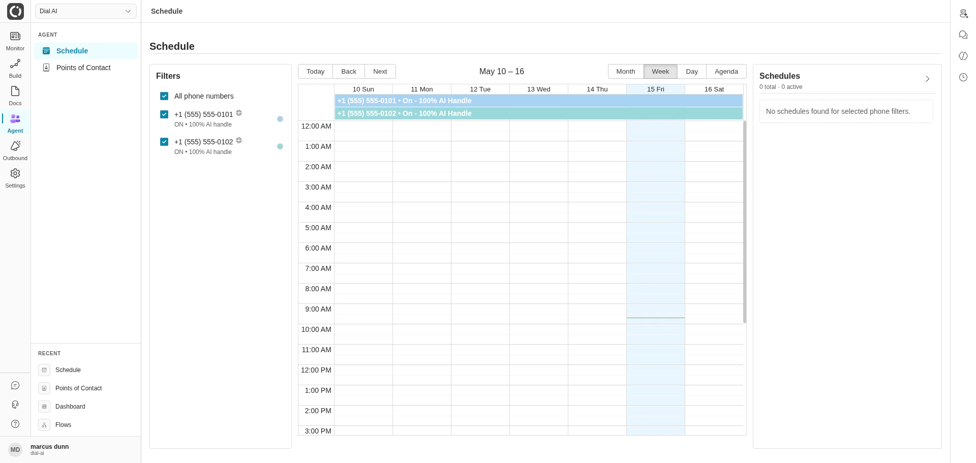 Schedule page in light mode