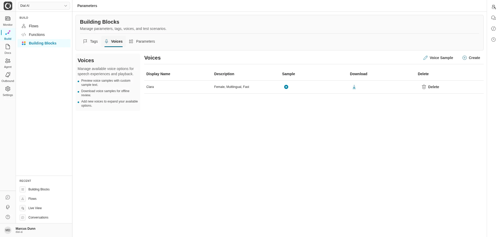 Voices tab in light mode
