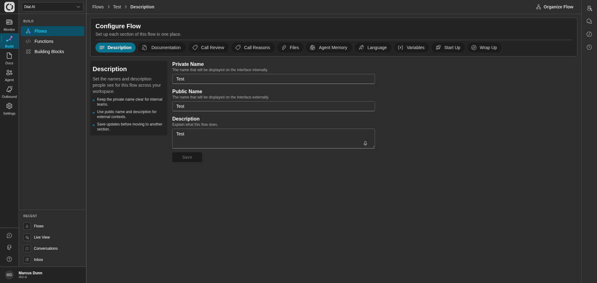 Configure Flow page in dark mode