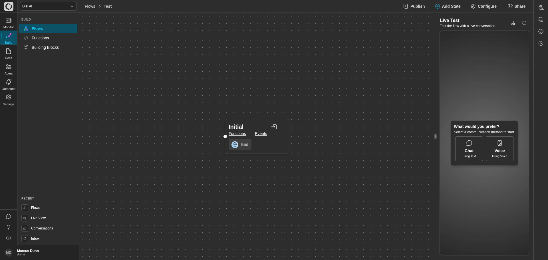 Flow editor in dark mode