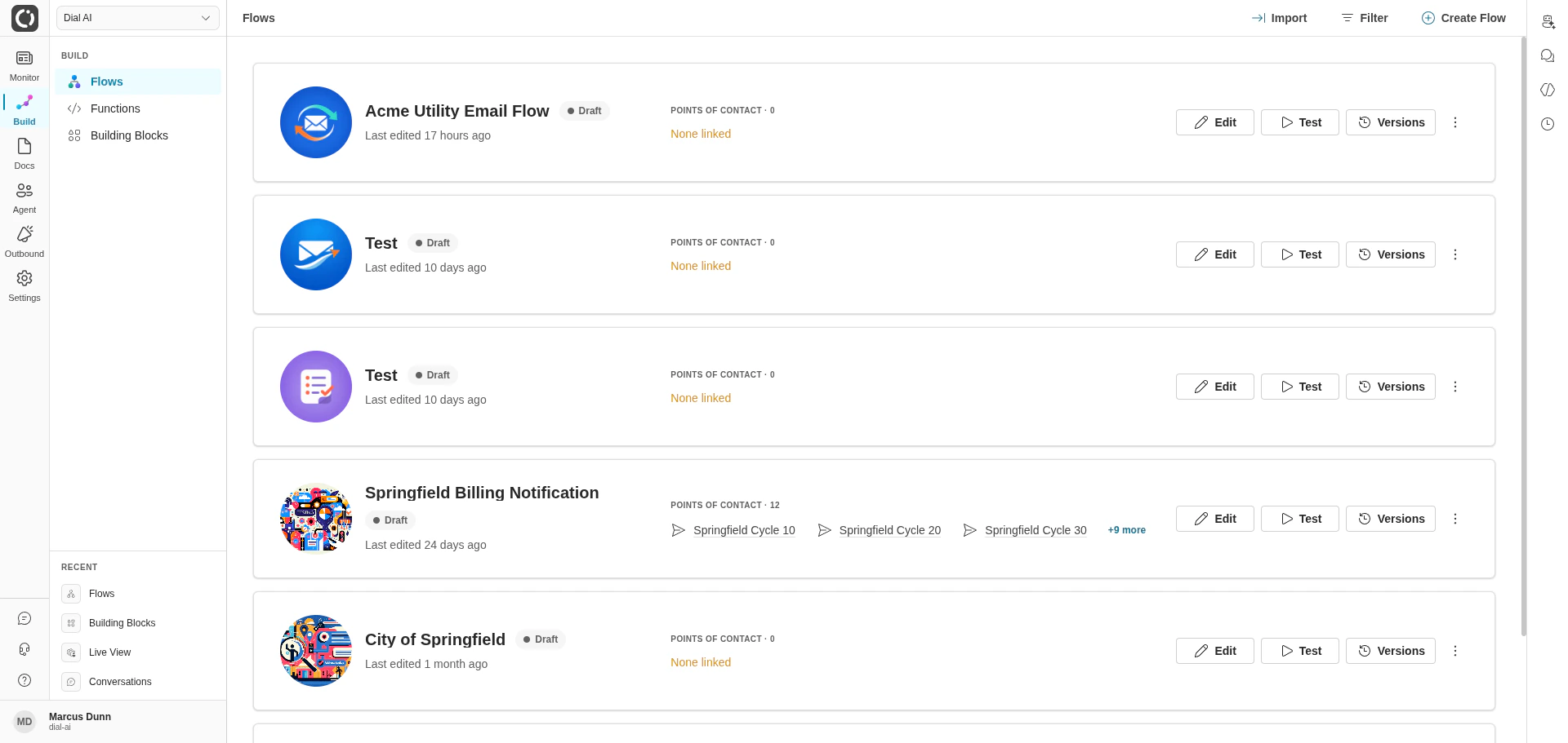 Flows page in light mode