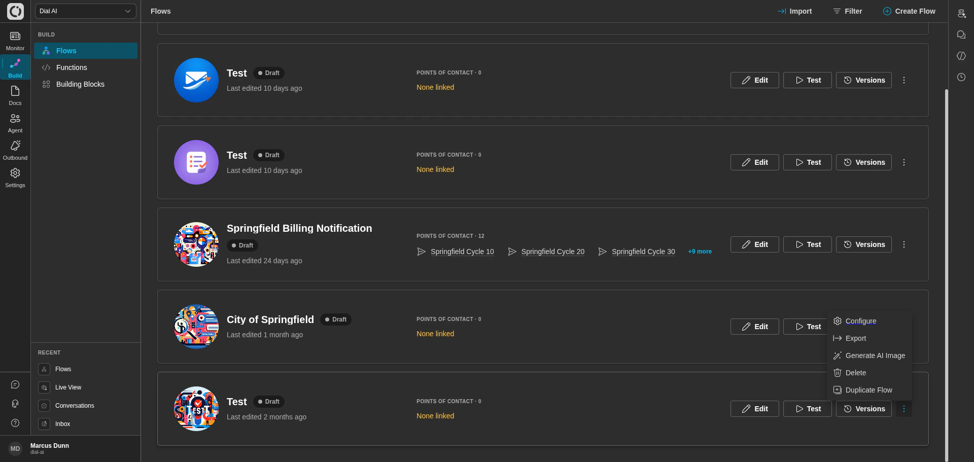 More actions menu in dark mode