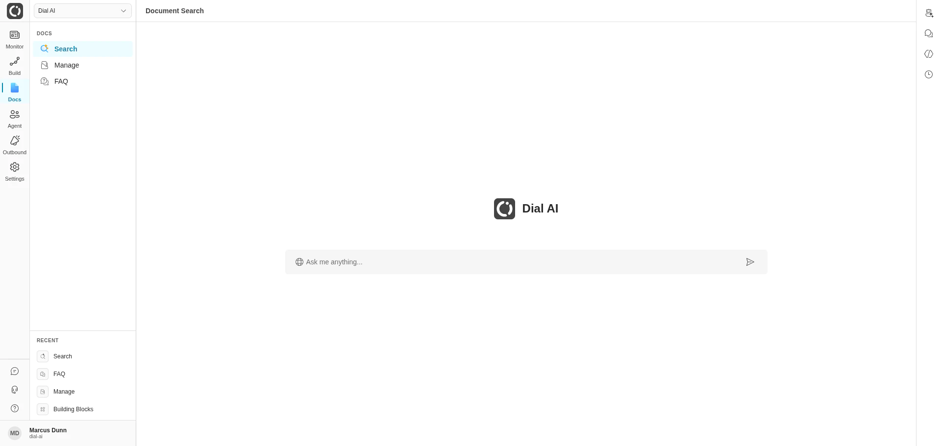 Document Search page in light mode