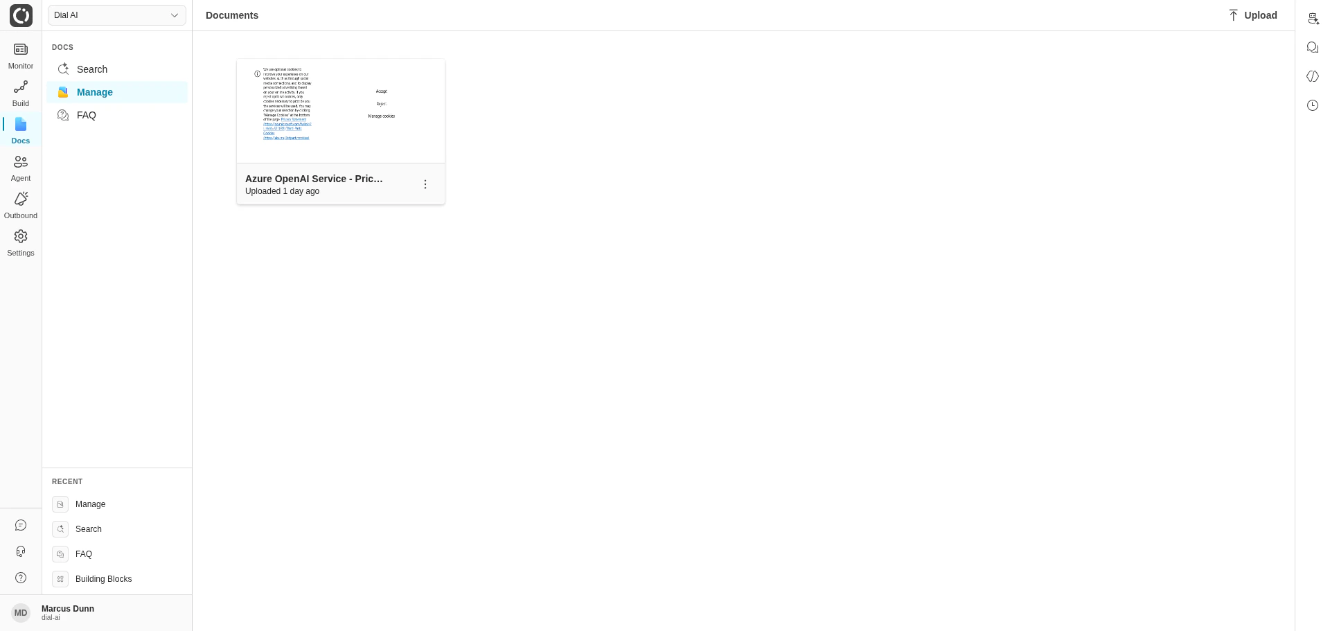 Documents page in light mode