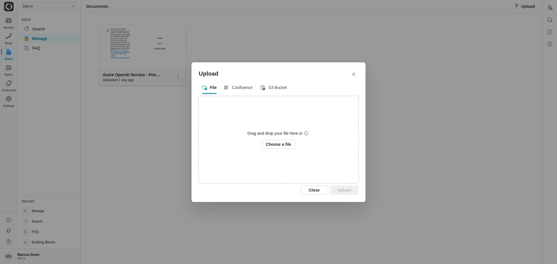 File upload tab in light mode