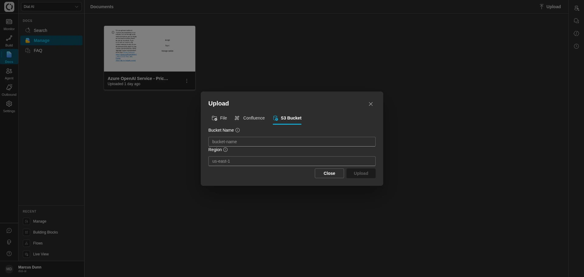 S3 bucket connector in dark mode