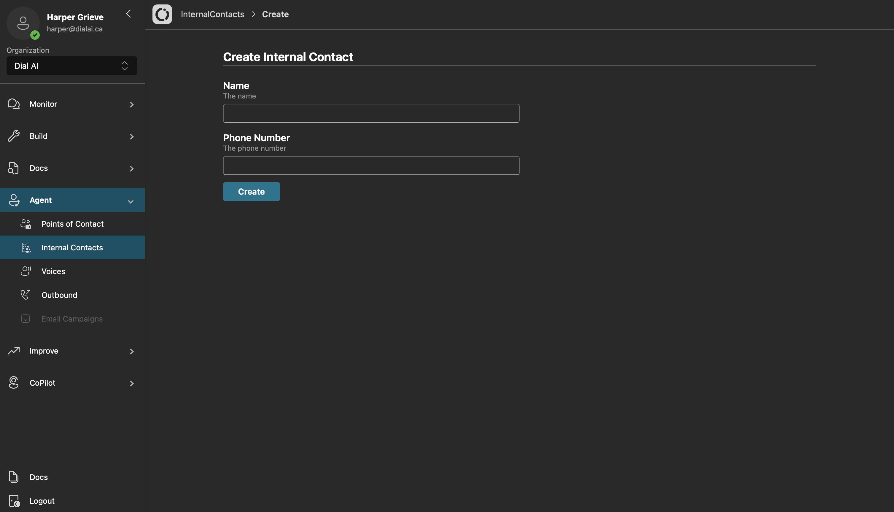 Add Internal Contact Page