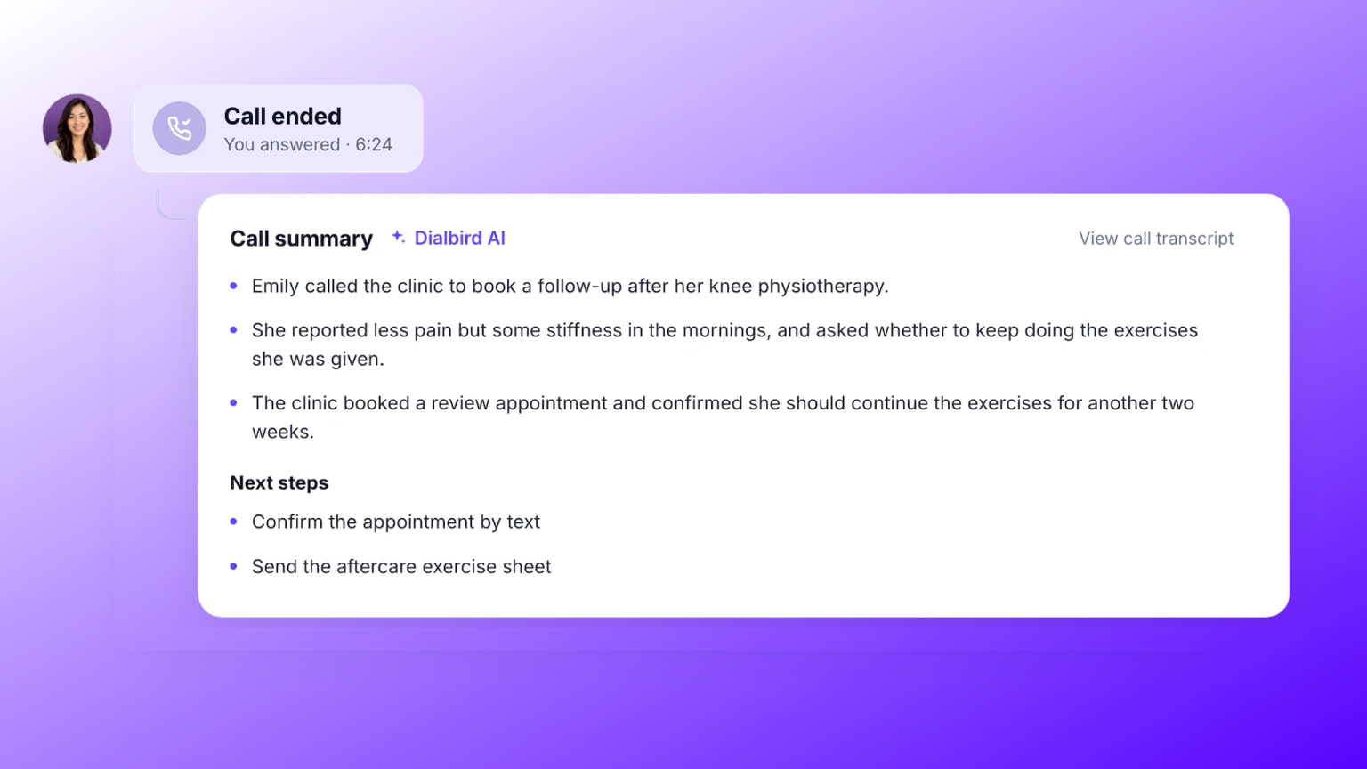 AI call summaries