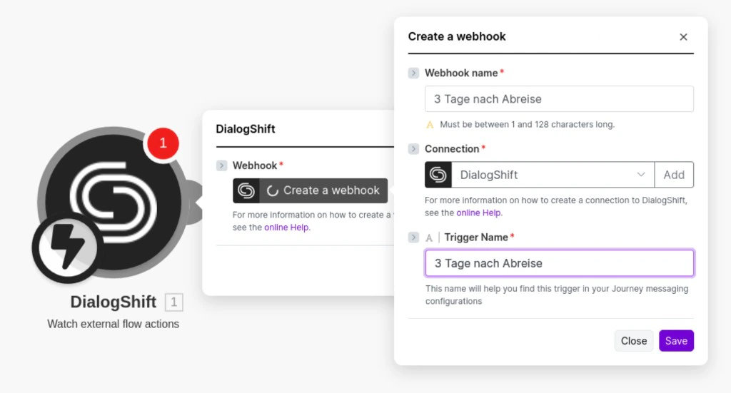 Webhook in Make.com erstellen und Trigger benennen