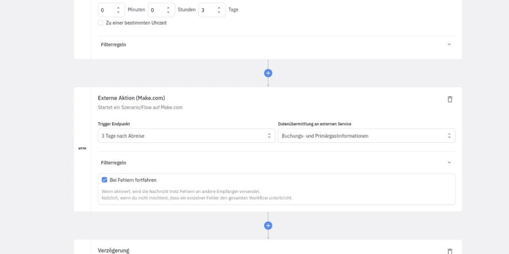 Externe Aktion (Make.com) im Flow-Editor