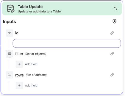 Table update node