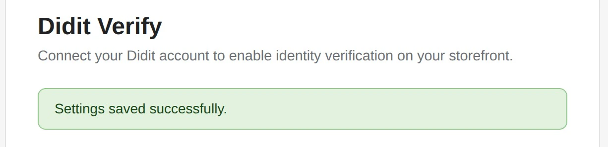 Shopify settings saved successfully