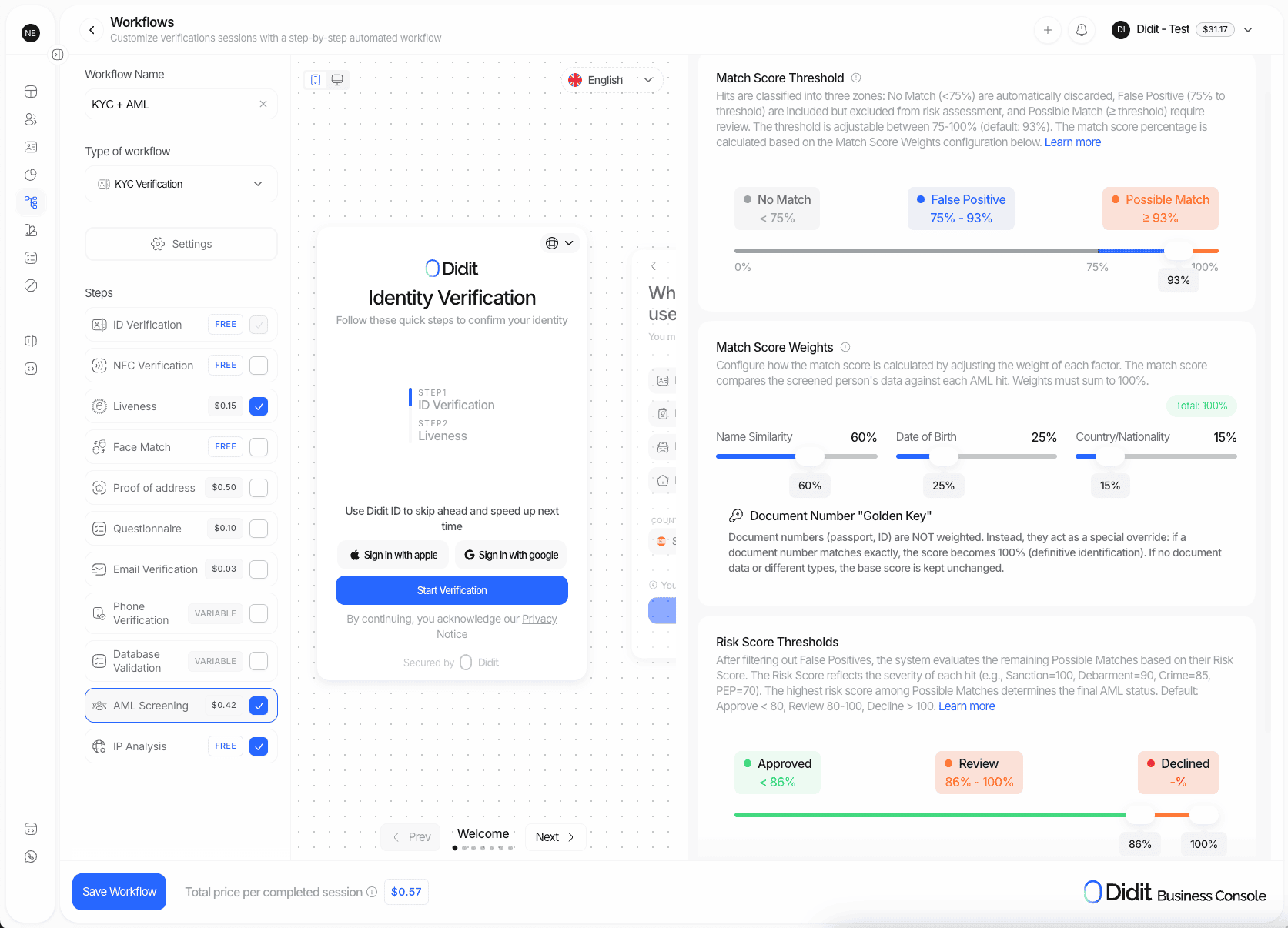 AML Screening in Workflows