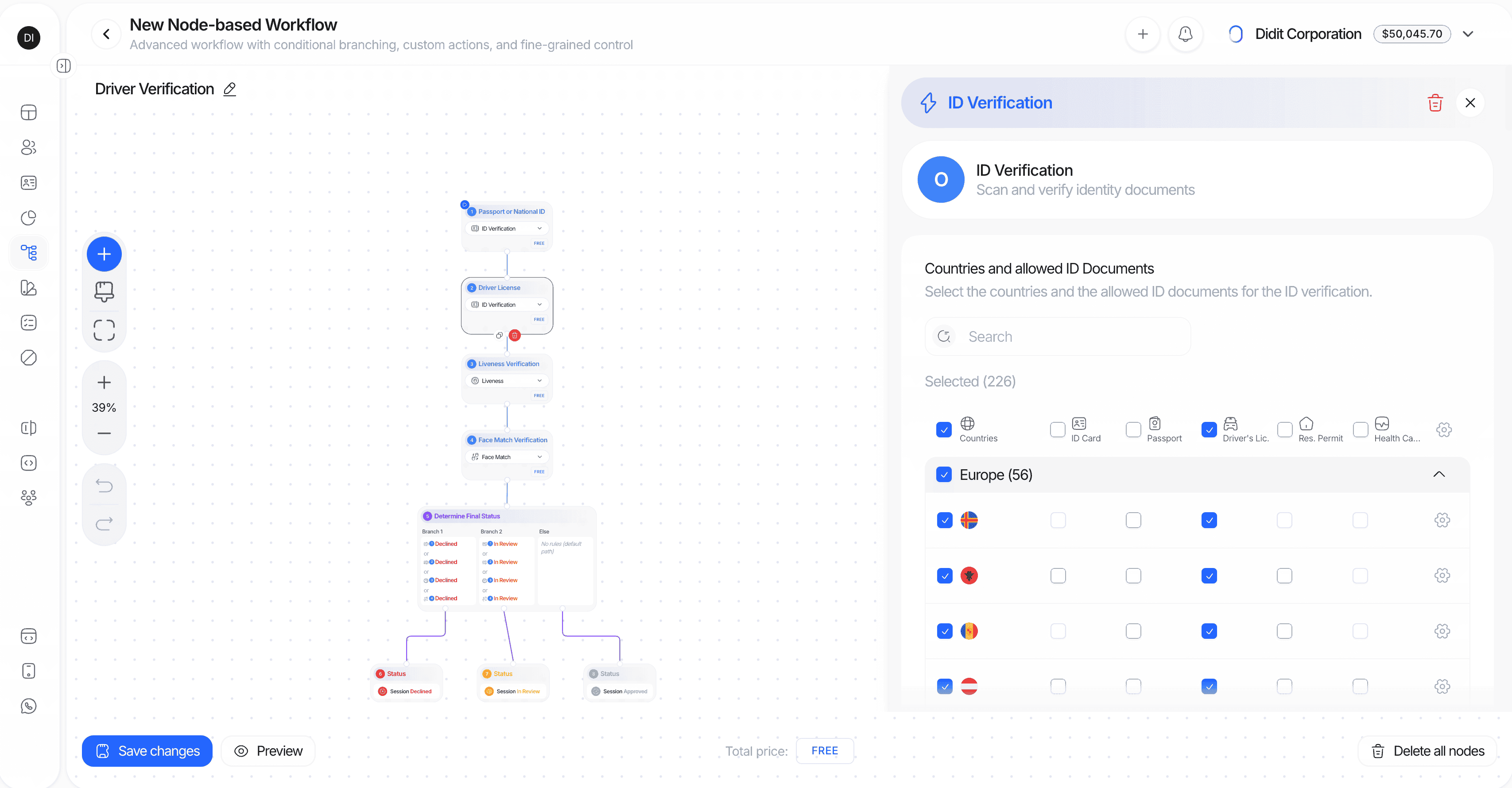 Node-based workflow visual graph builder