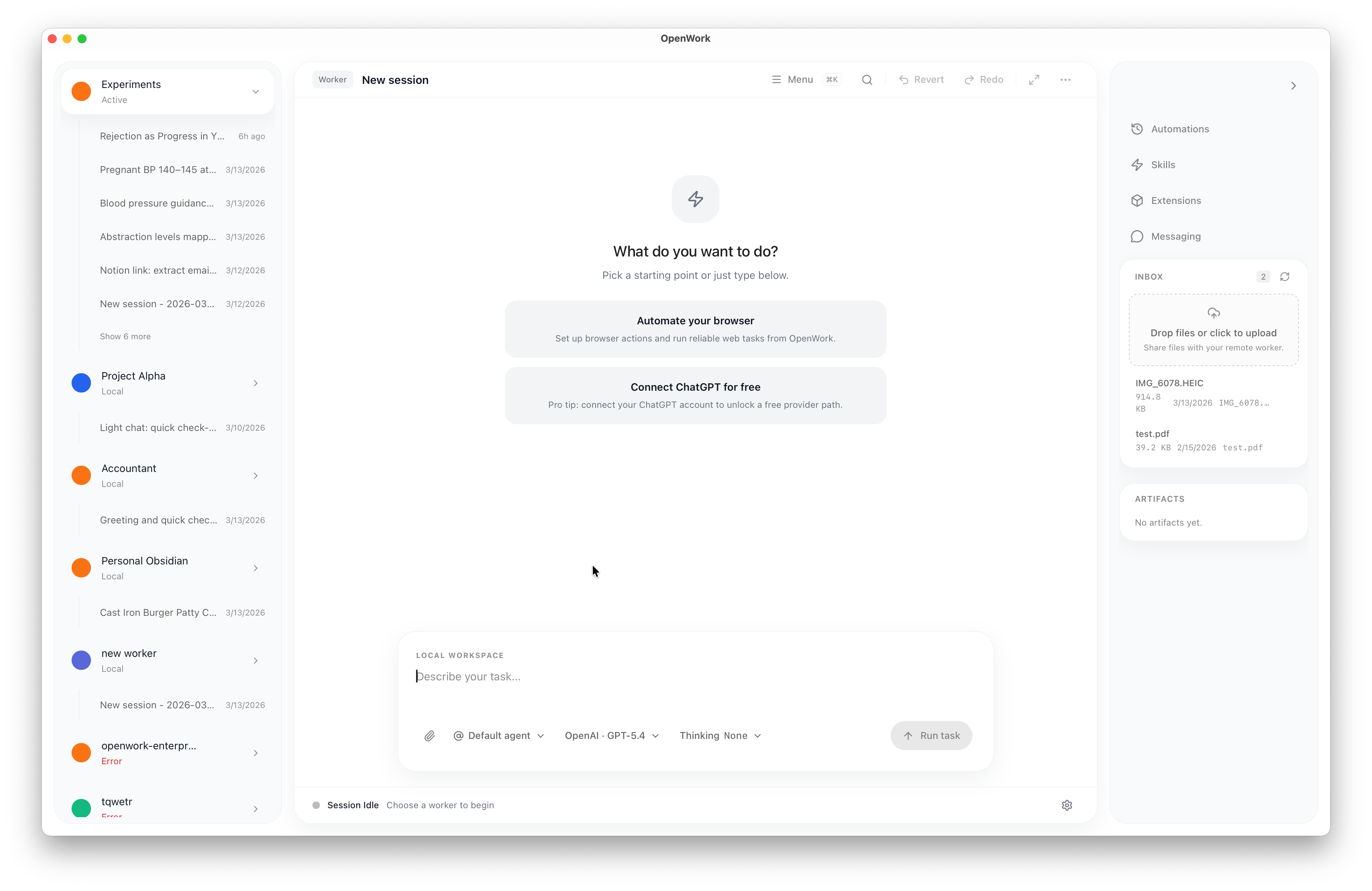 New session with Connect ChatGPT for free CTA