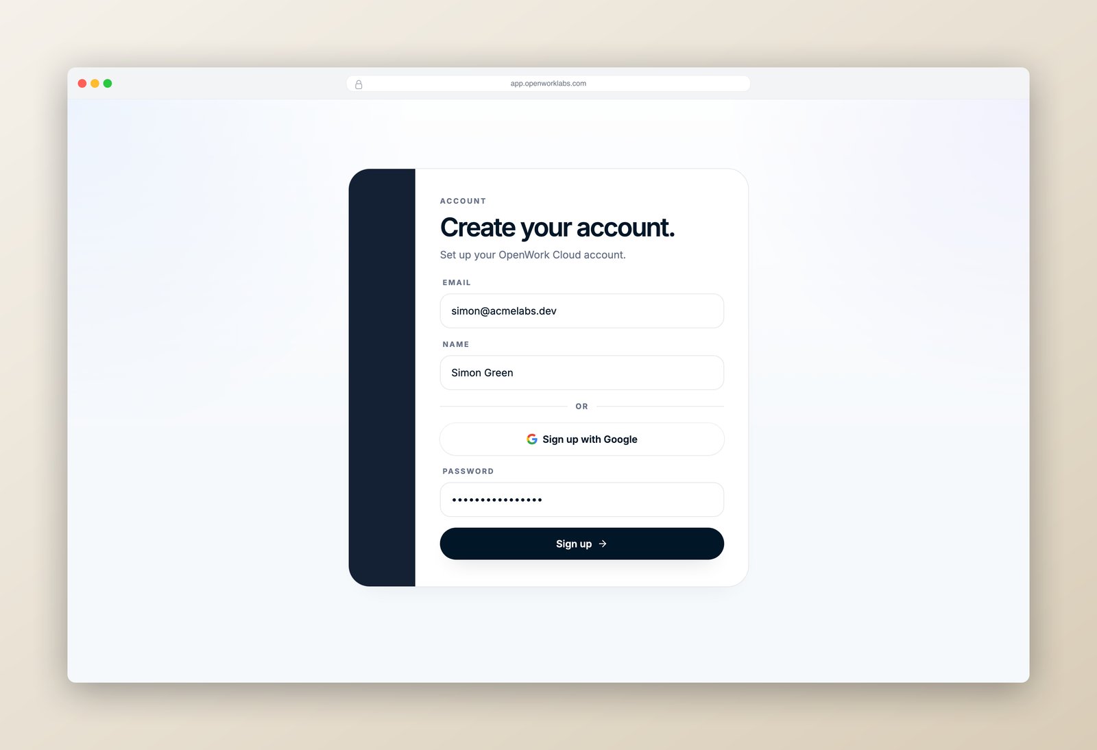 Create your account