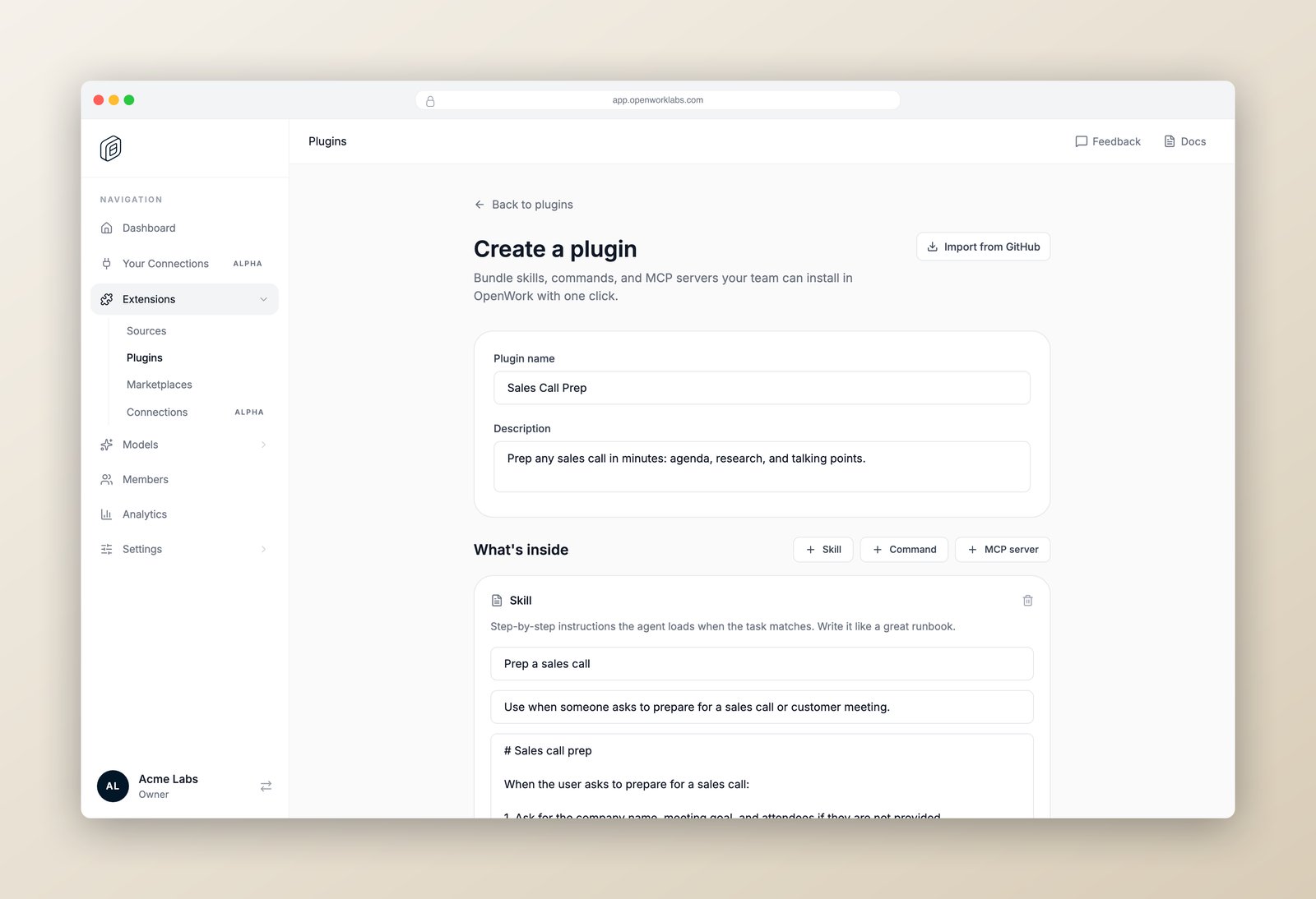 Create a plugin