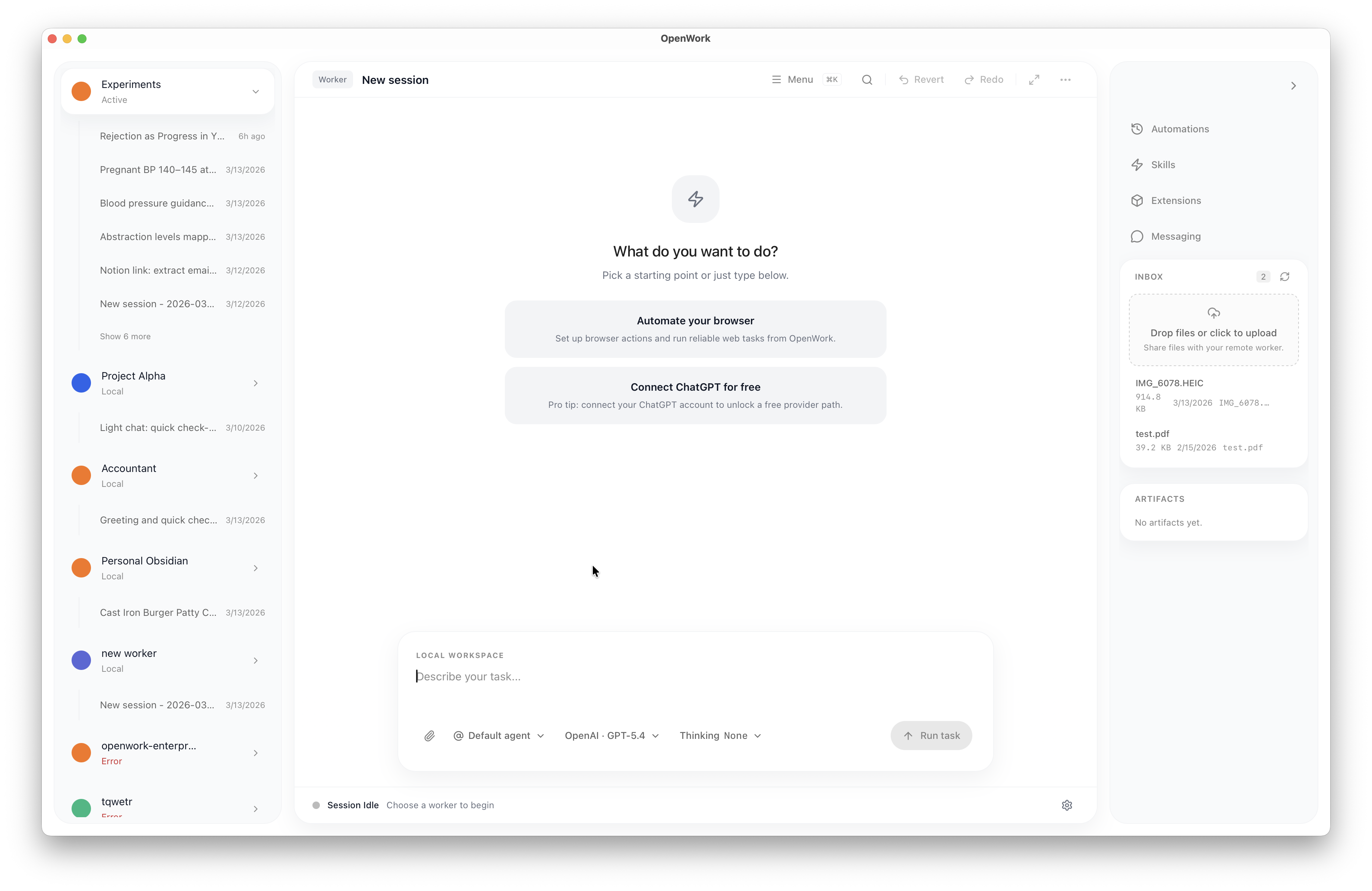 New session with Connect ChatGPT for free CTA