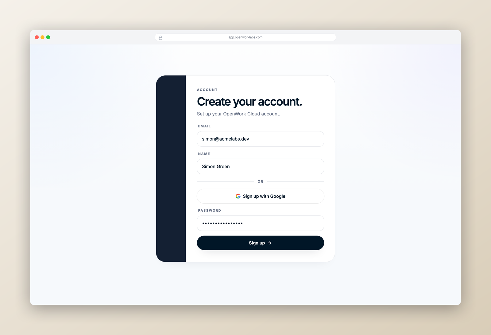 Create your account