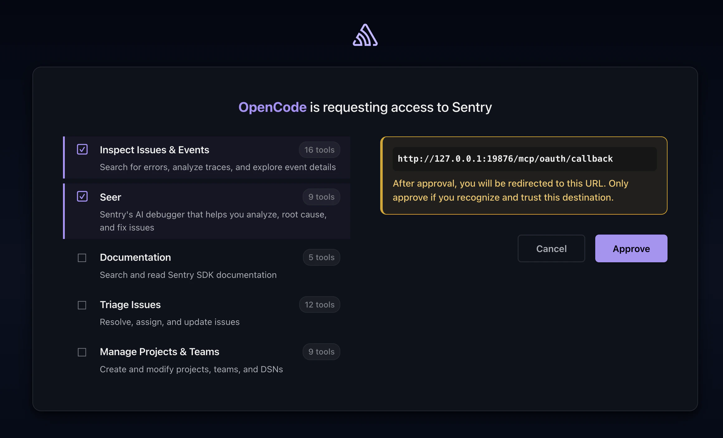 OAuth approval page for MCP server