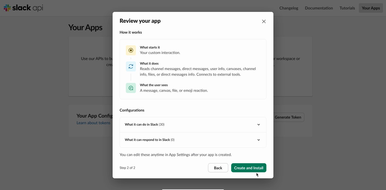Slack's Review your app step