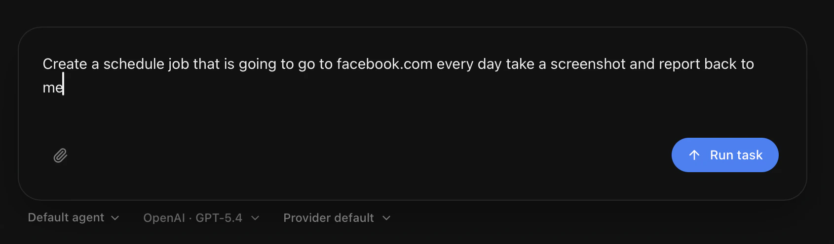 Chat composer drafting a scheduled task