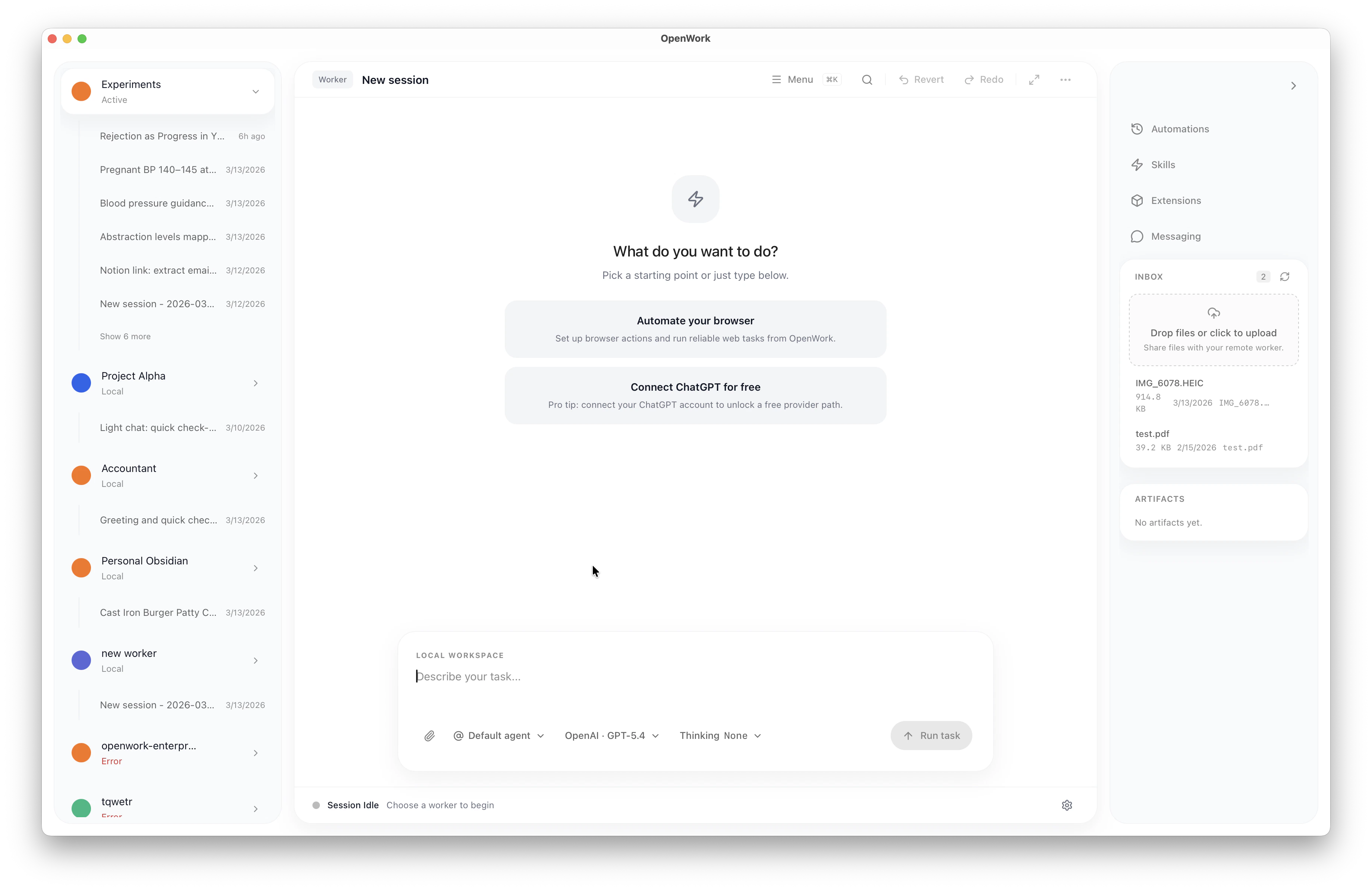 New session with Connect ChatGPT for free CTA