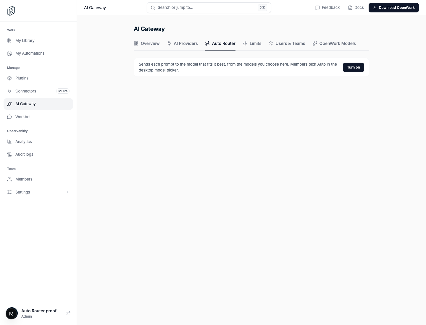 The Auto Router tab with its Turn on button