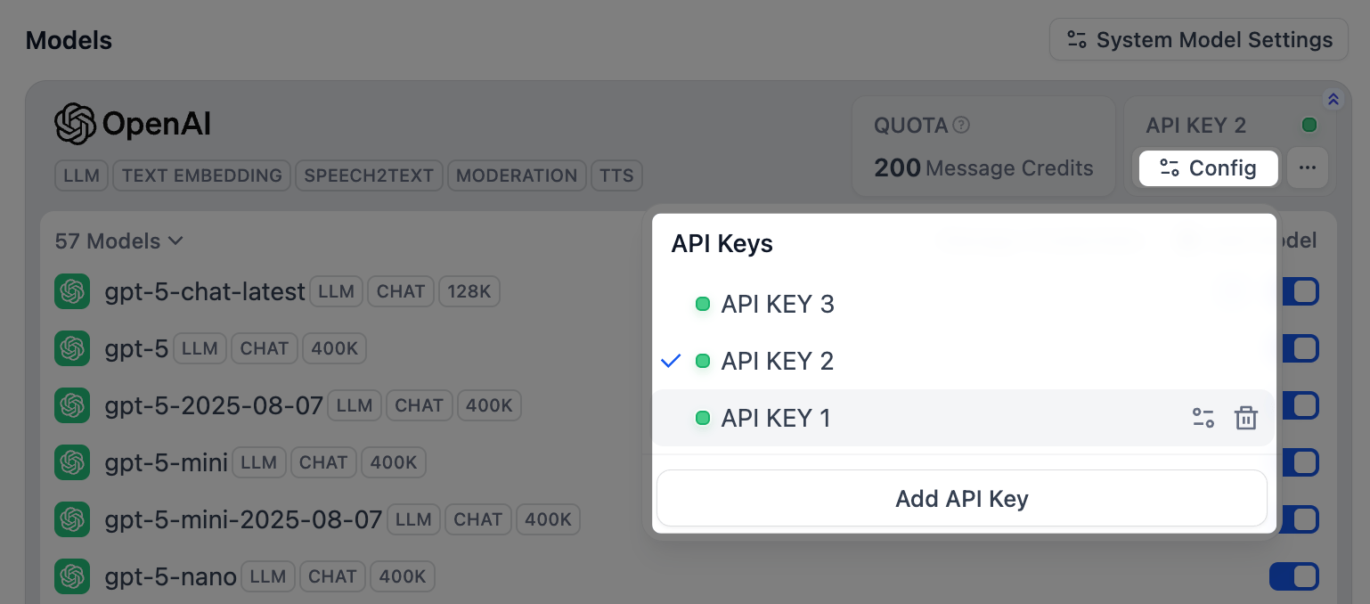 Manage Credentials for a Provider's Models