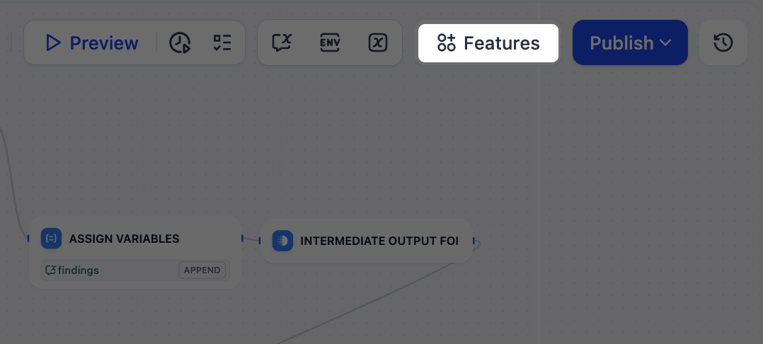 Features Panel in Chatflows