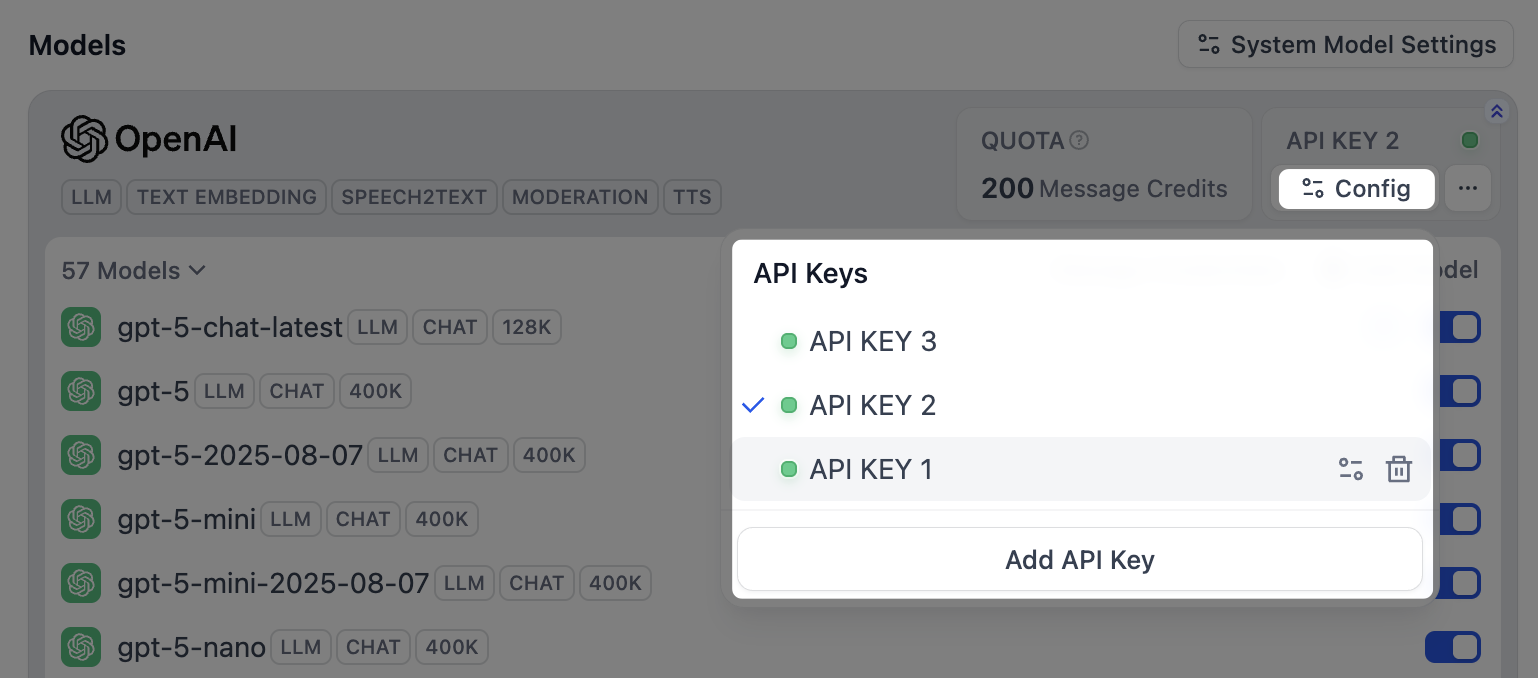 Manage Credentials for a Provider's Models