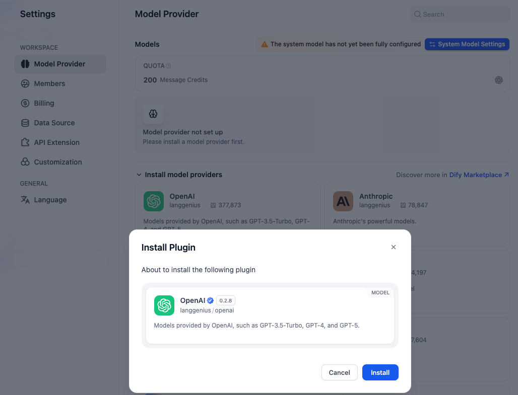 OpenAI をインストール