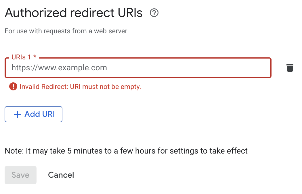 OAuth Google 重定向 URI