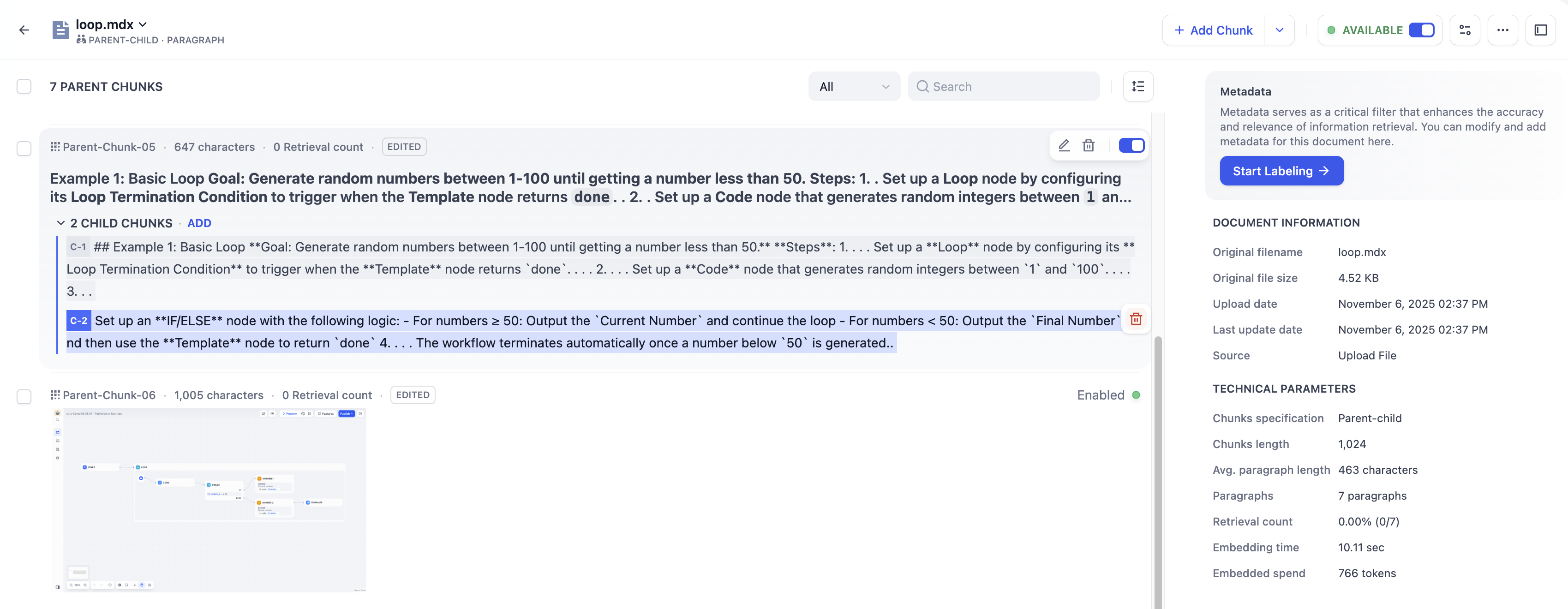 チャンクの管理