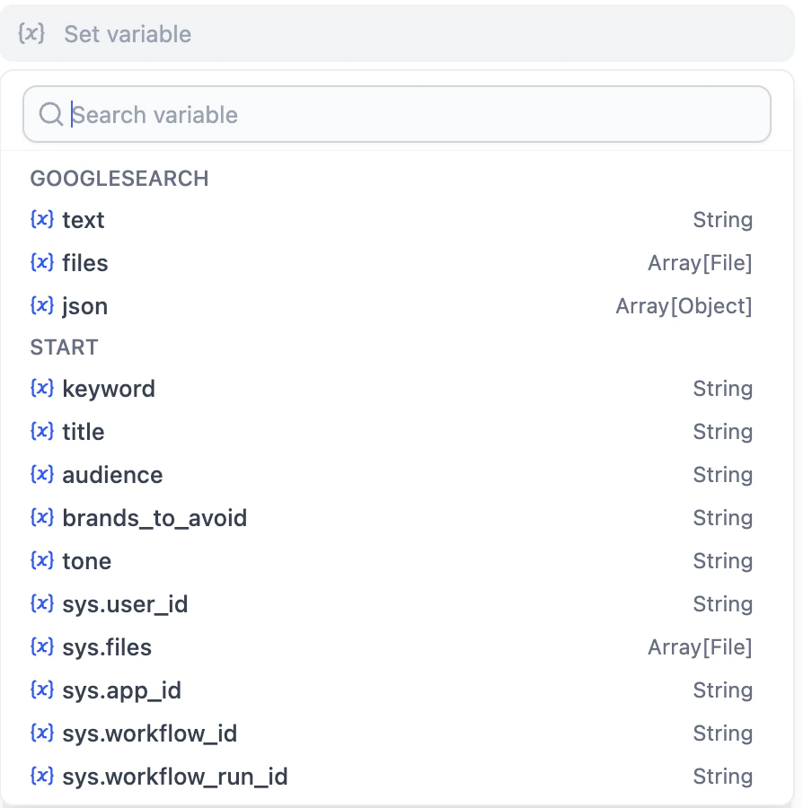 Variable Picker Dropdown