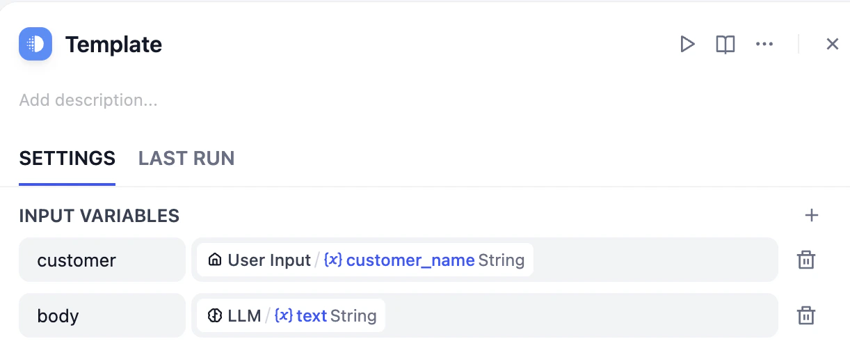 Template Input Variable