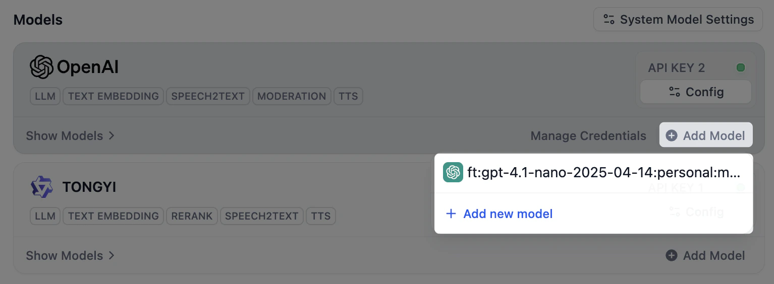Removed models displayed for quick re-add