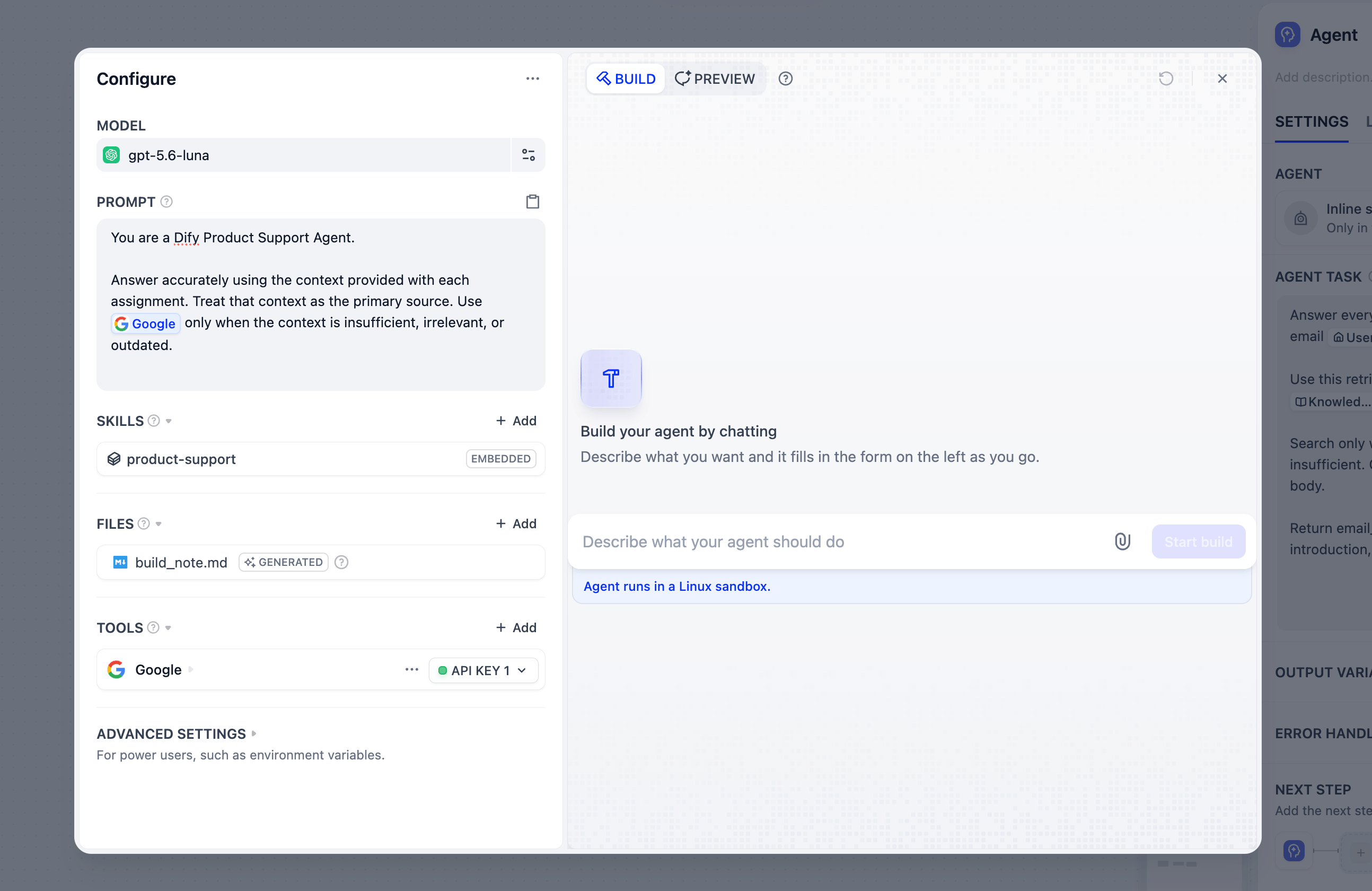 The Generated Skill and Prompt in Configure